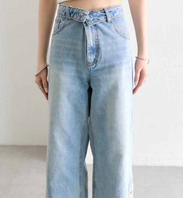  「ボタンスリットフレアデニム」|デニム|