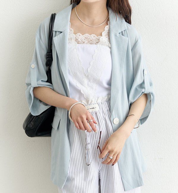  「シアー半袖ジャケット」|その他|ブルー