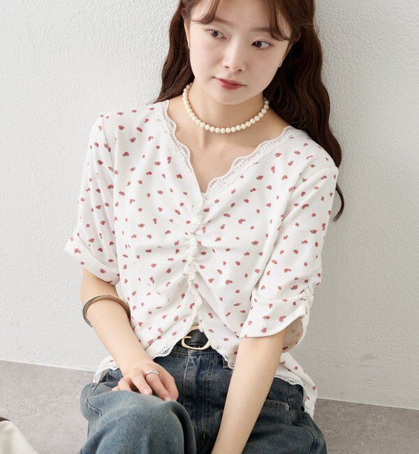  「半袖ギャザーリブカーディガン」|Tシャツ・カットソー|ホワイトその他2