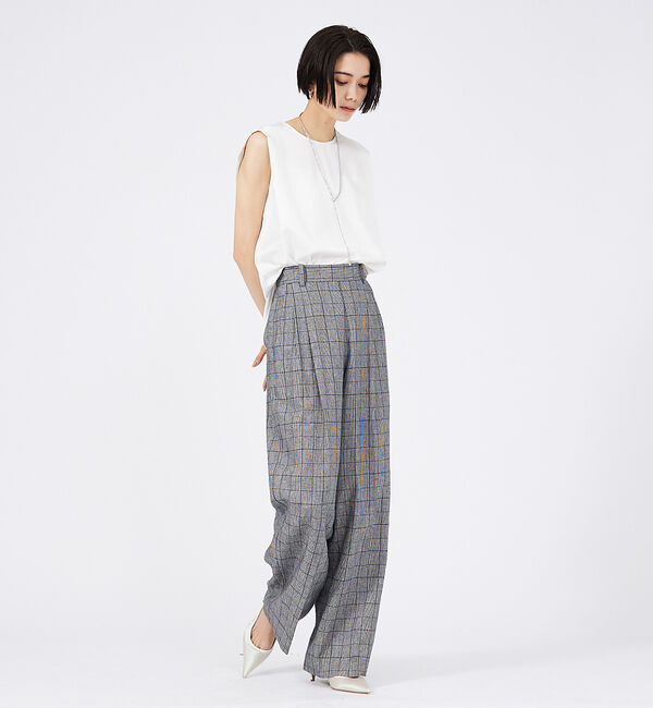 qualite「【セットアップ対応】リネングレンチェックパンツ」|その他|