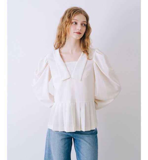 SELFIST「裾プリーツブラウス」|シャツ・ブラウス|アイボリー