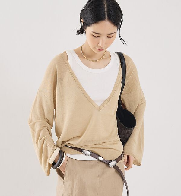 The Store by C' 「【COCUCA】リネンVネックニット」|ニット・セーター|
