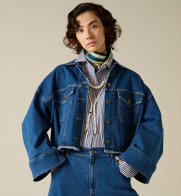 Liesse「クロップドデニムジャケット」|その他|インディゴブルー