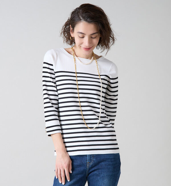 Liesse「袖釦ボートネックニット」|ニット・セーター|