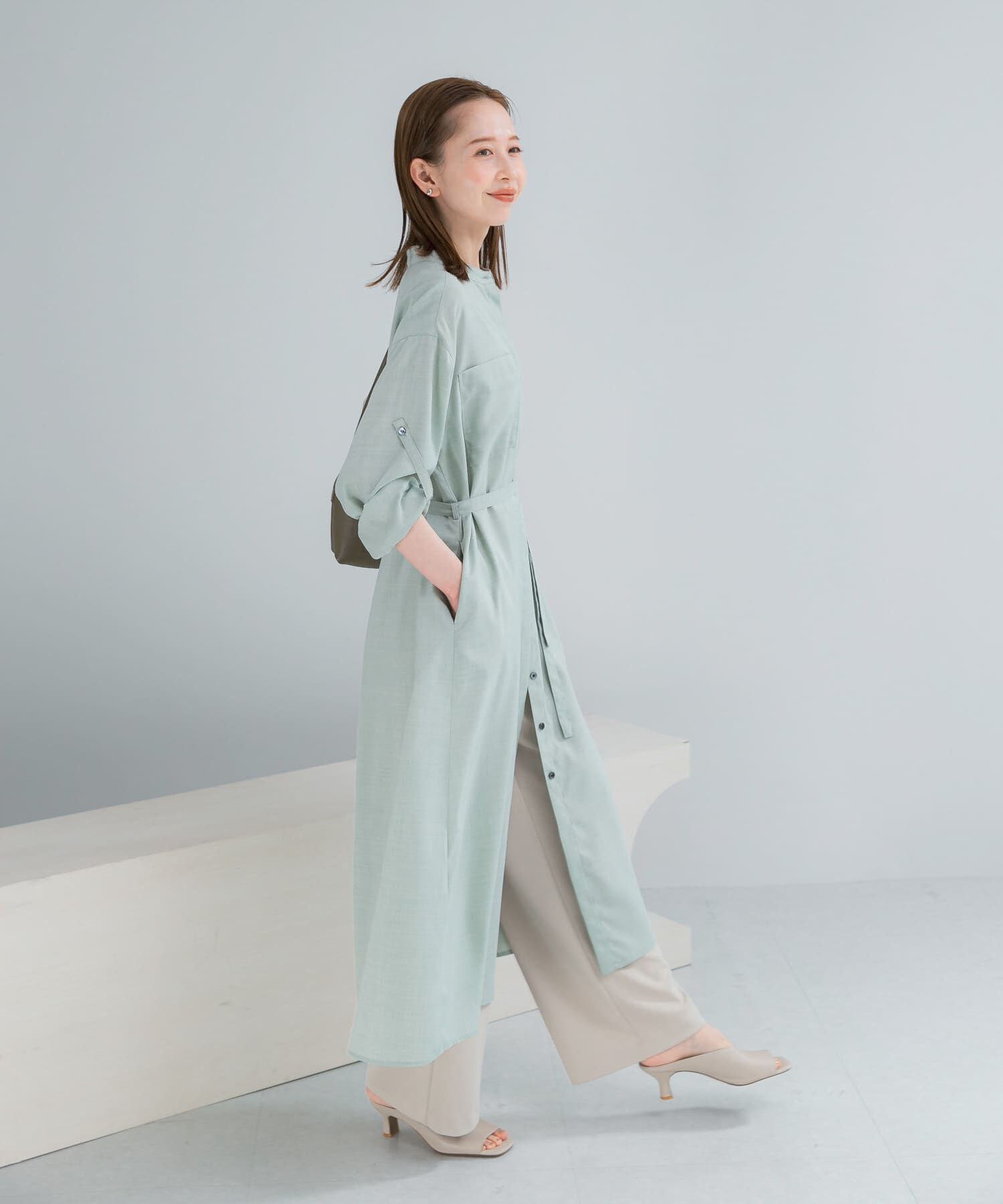 URBAN RESEARCH ROSSO「ウォッシャブルリネンライクシャツワンピース」|ワンピース|