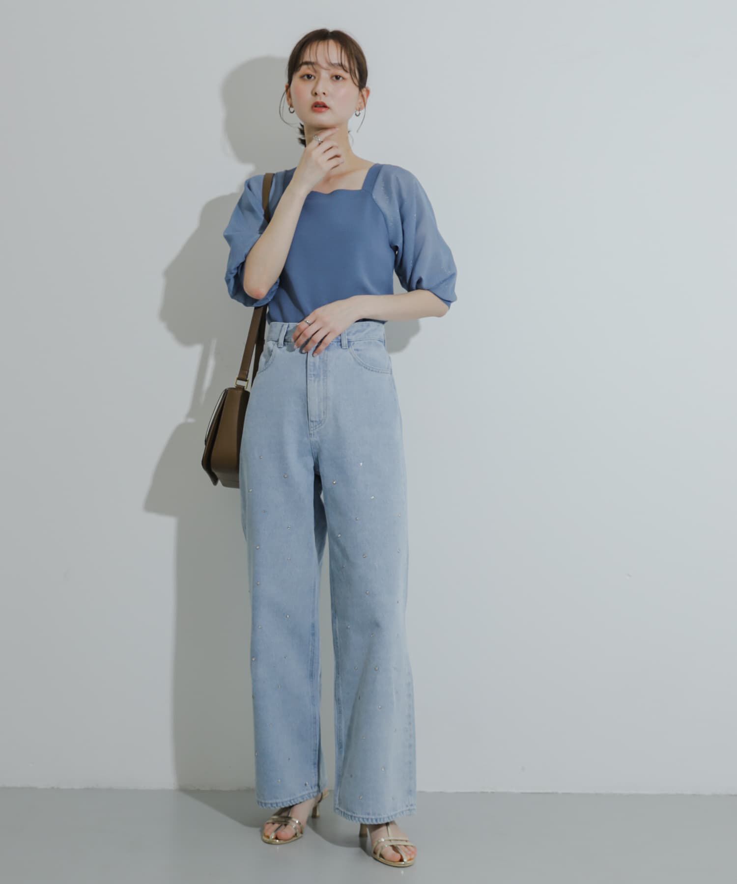 SENSE OF PLACE by URBAN RESEARCH「シアーボリュームスリーブセーター(5分袖)」|ニット・セーター|