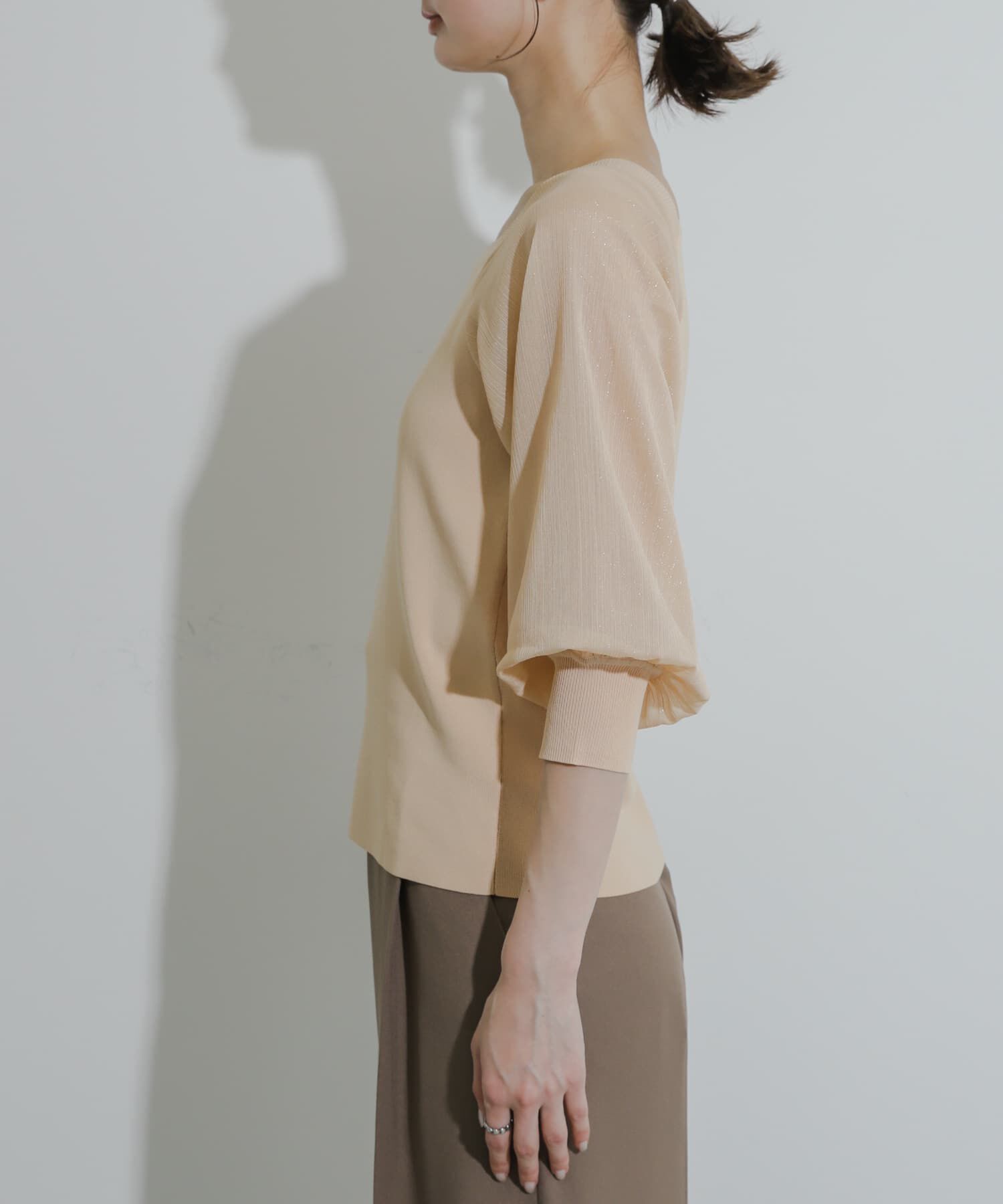 SENSE OF PLACE by URBAN RESEARCH「シアーボリュームスリーブセーター(5分袖)」|ニット・セーター|