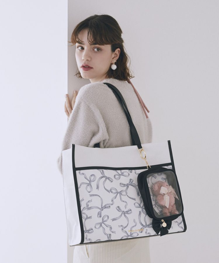 Maison de FLEUR「【5色展開】リボンプリントクリアポーチ」|ポーチ|