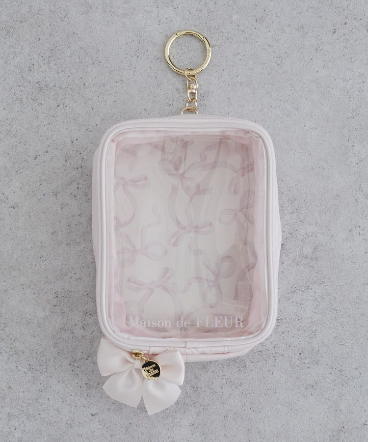 Maison de FLEUR「【5色展開】リボンプリントクリアポーチ」|ポーチ|ピンク