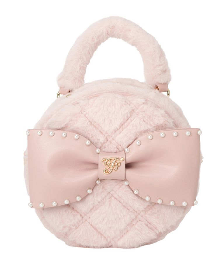 Maison de FLEUR「フェイクファーパールリボンラウンドバッグ」|ハンドバッグ|ピンク