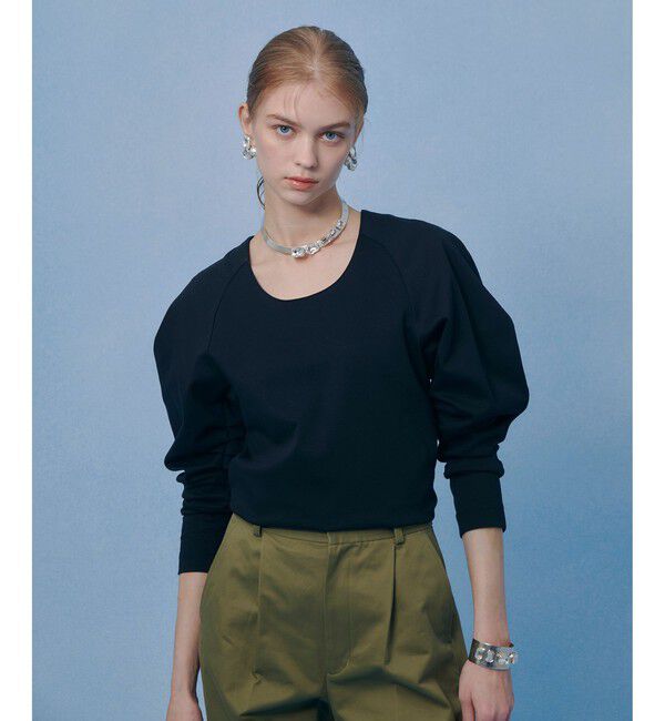 LOULOU WILLOUGHBY「【LOULOU WILLOUGHBY】シルバイオポンチデザインスリーブプルオーバー」|Tシャツ・カットソー|ブラック