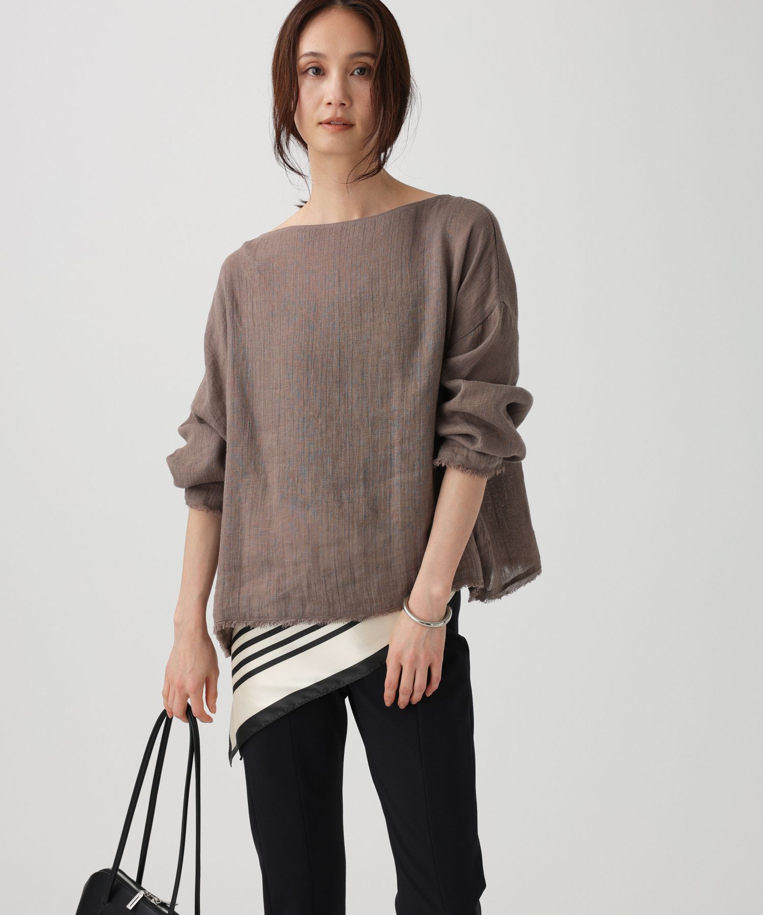 BABYLONE「リネンボートネックブラウス」|シャツ・ブラウス|