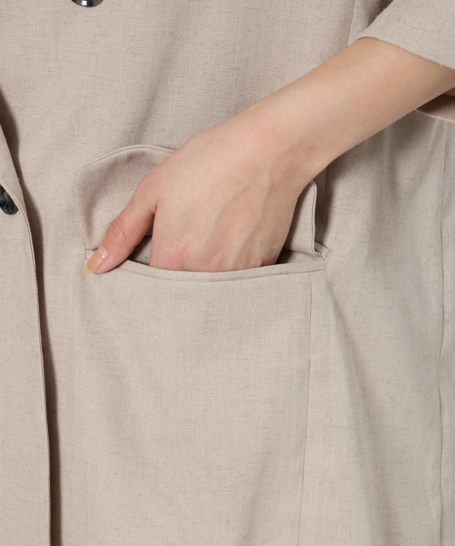 BABYLONE「【多機能素材】リネンライク半袖ジャケット」|テーラードジャケット|