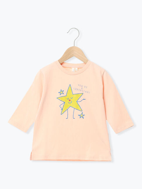 Samansa Mos2 Lagom「星プリント7分袖T」|Tシャツ・カットソー|オレンジ