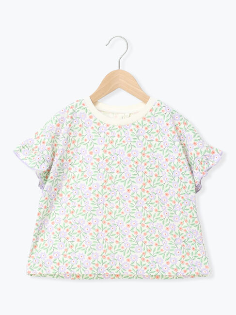 Samansa Mos2 Lagom「花柄袖フリルTシャツ」|Tシャツ・カットソー|