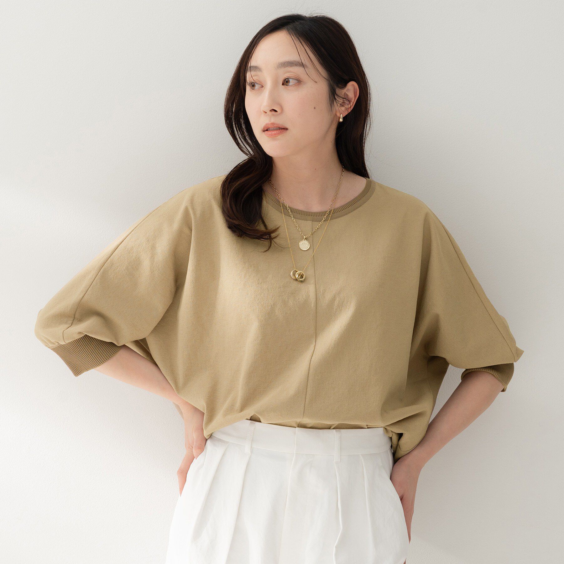 UNTITLED「【吸水速乾/UVカット】ドルマンスリーブプルオーバー」|シャツ・ブラウス|キャメルブラウン(0