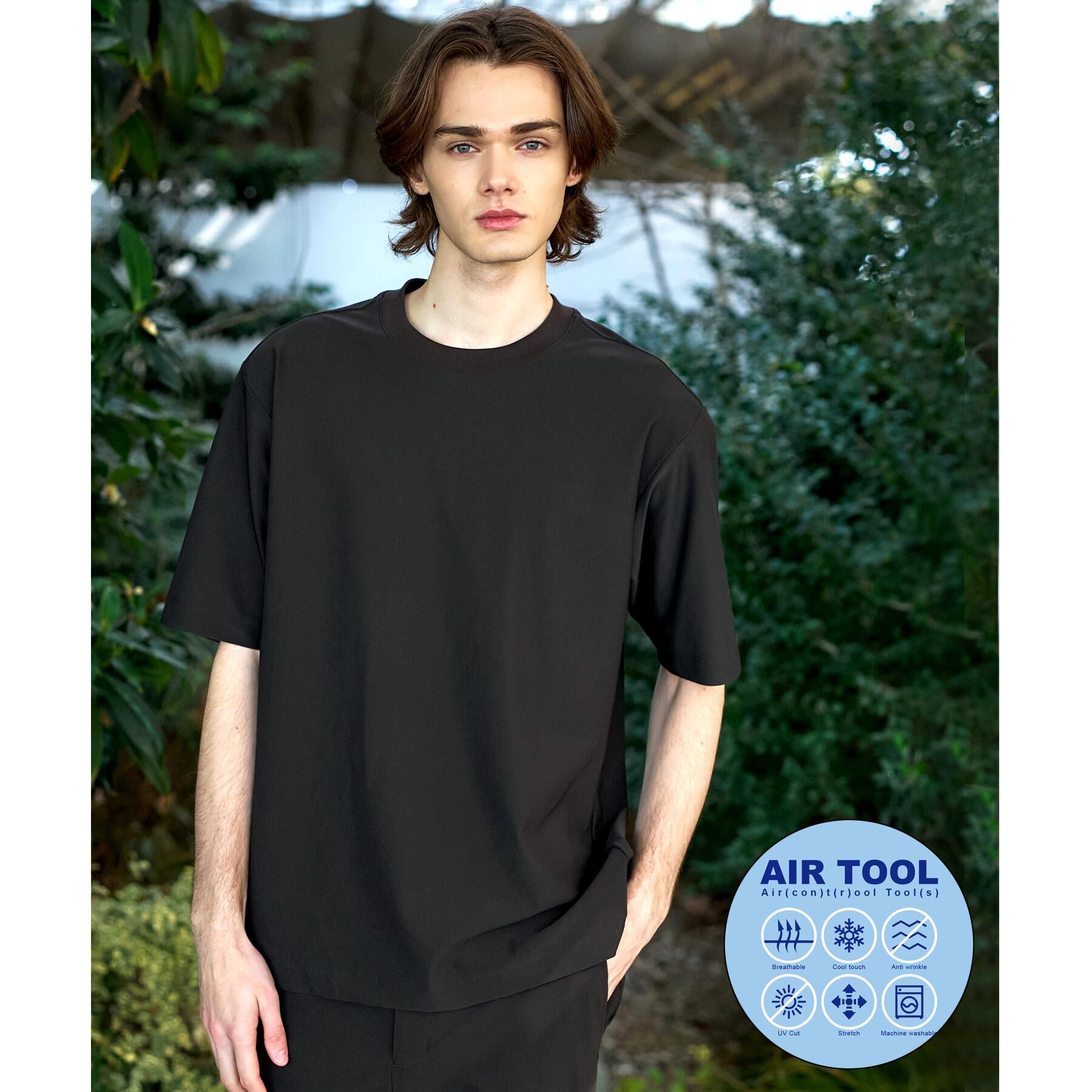 DRESSTERIOR「【接触冷感/UVカット/ウォッシャブル】AIRTOOL クルーネックTシャツ」|Tシャツ・カットソー|ブラック(019)