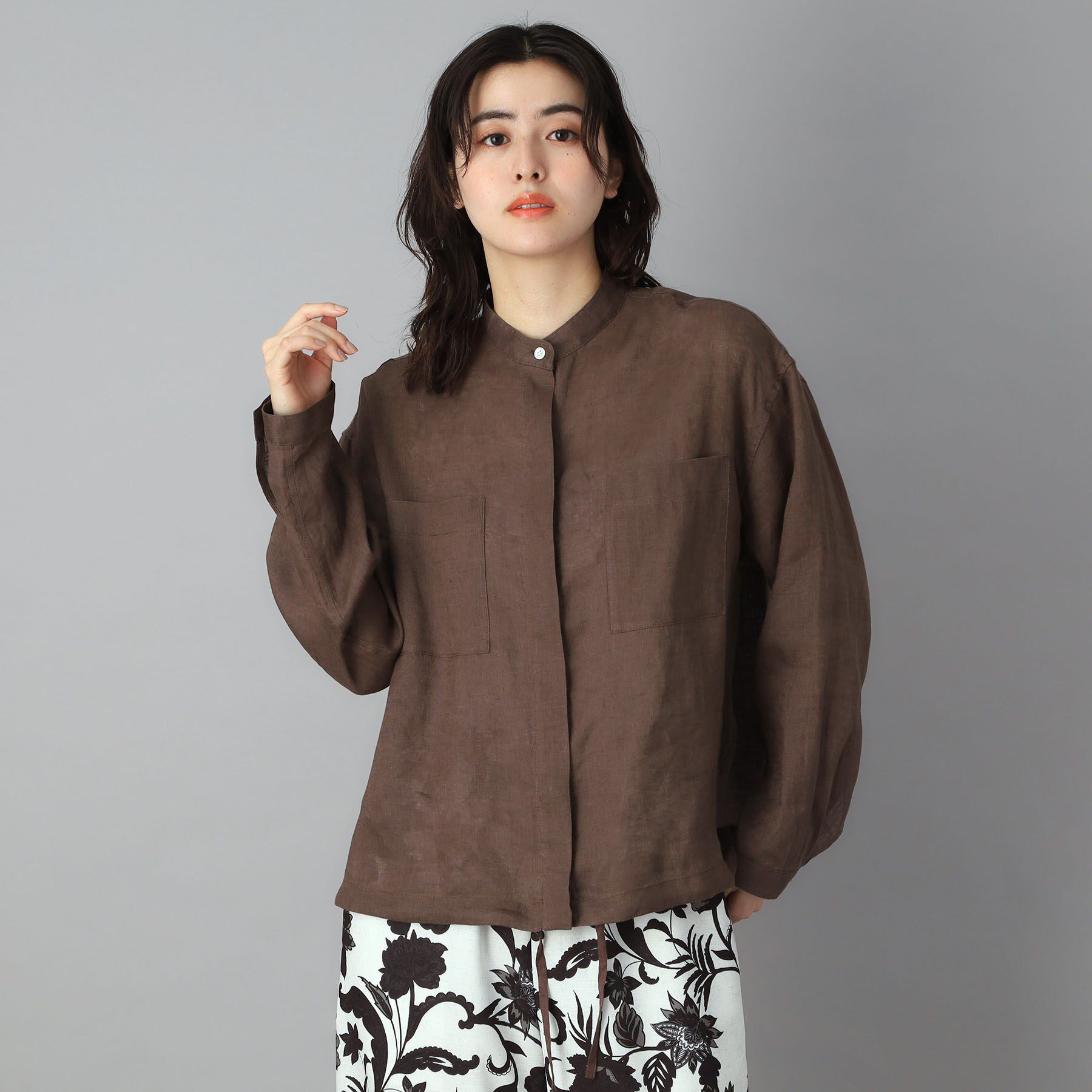 DRESSTERIOR「【ウォッシャブル/2WAY】ストライプリネン ドロストシャツ」|シャツ・ブラウス|