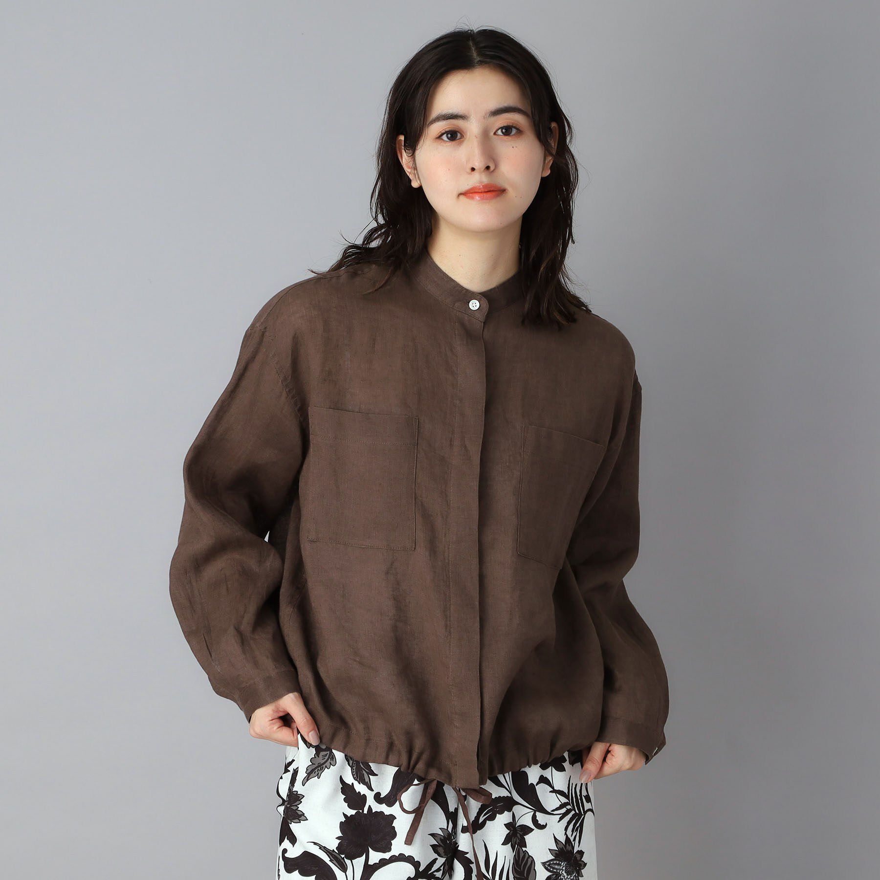 DRESSTERIOR「【ウォッシャブル/2WAY】ストライプリネン ドロストシャツ」|シャツ・ブラウス|