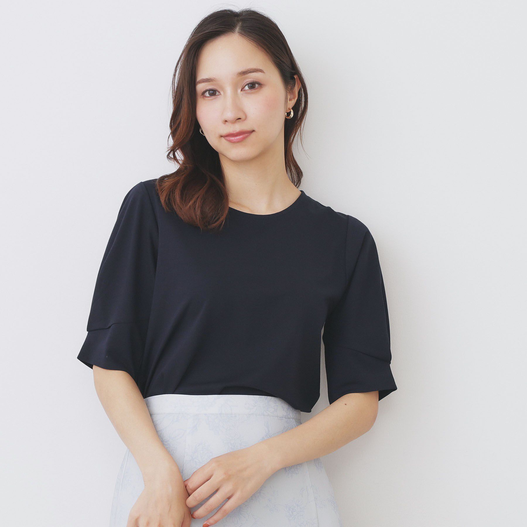 index「パフスリーブトップス【洗濯機洗い可】」|Tシャツ・カットソー|ネイビー(094)