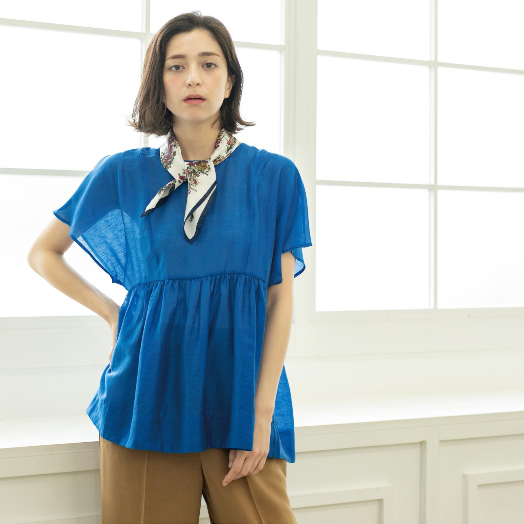 OPAQUE.CLIP「麻混シアーペプラムブラウス【洗濯機洗い可】」|シャツ・ブラウス|