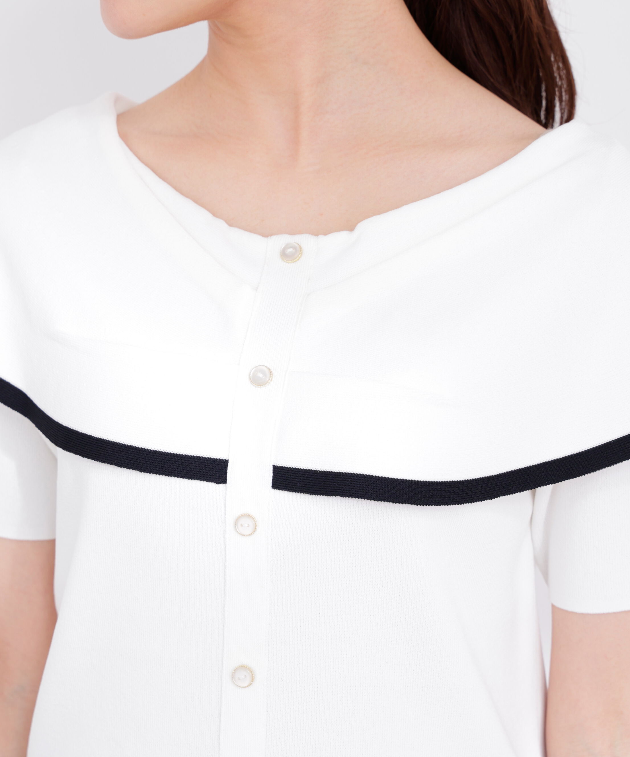 PROPORTION BODY DRESSING「トリムラインケープニットトップス 26SS」|ニット・セーター|