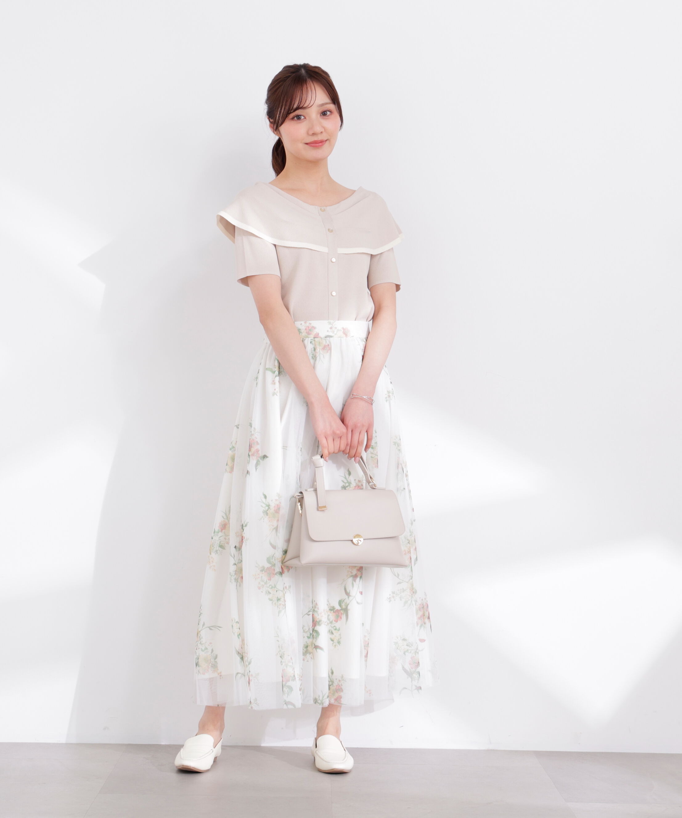 PROPORTION BODY DRESSING「トリムラインケープニットトップス 26SS」|ニット・セーター|