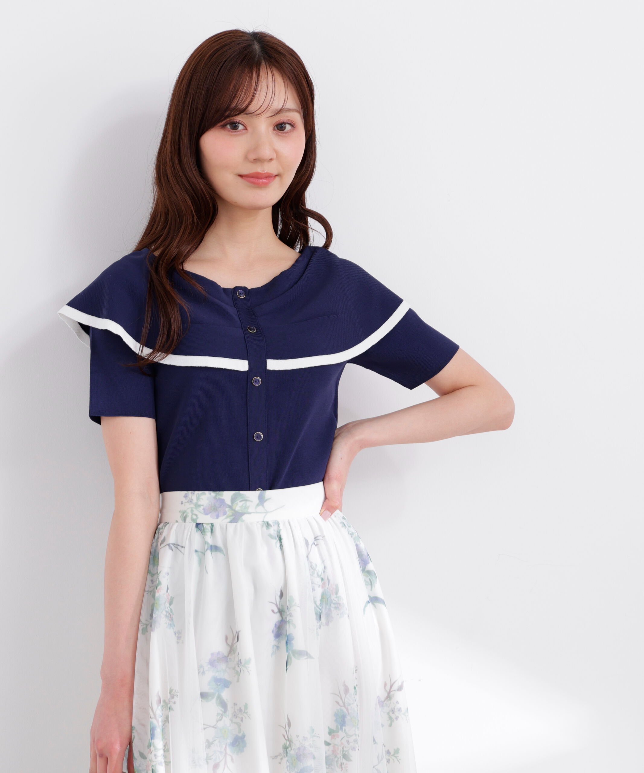 PROPORTION BODY DRESSING「トリムラインケープニットトップス 26SS」|ニット・セーター|