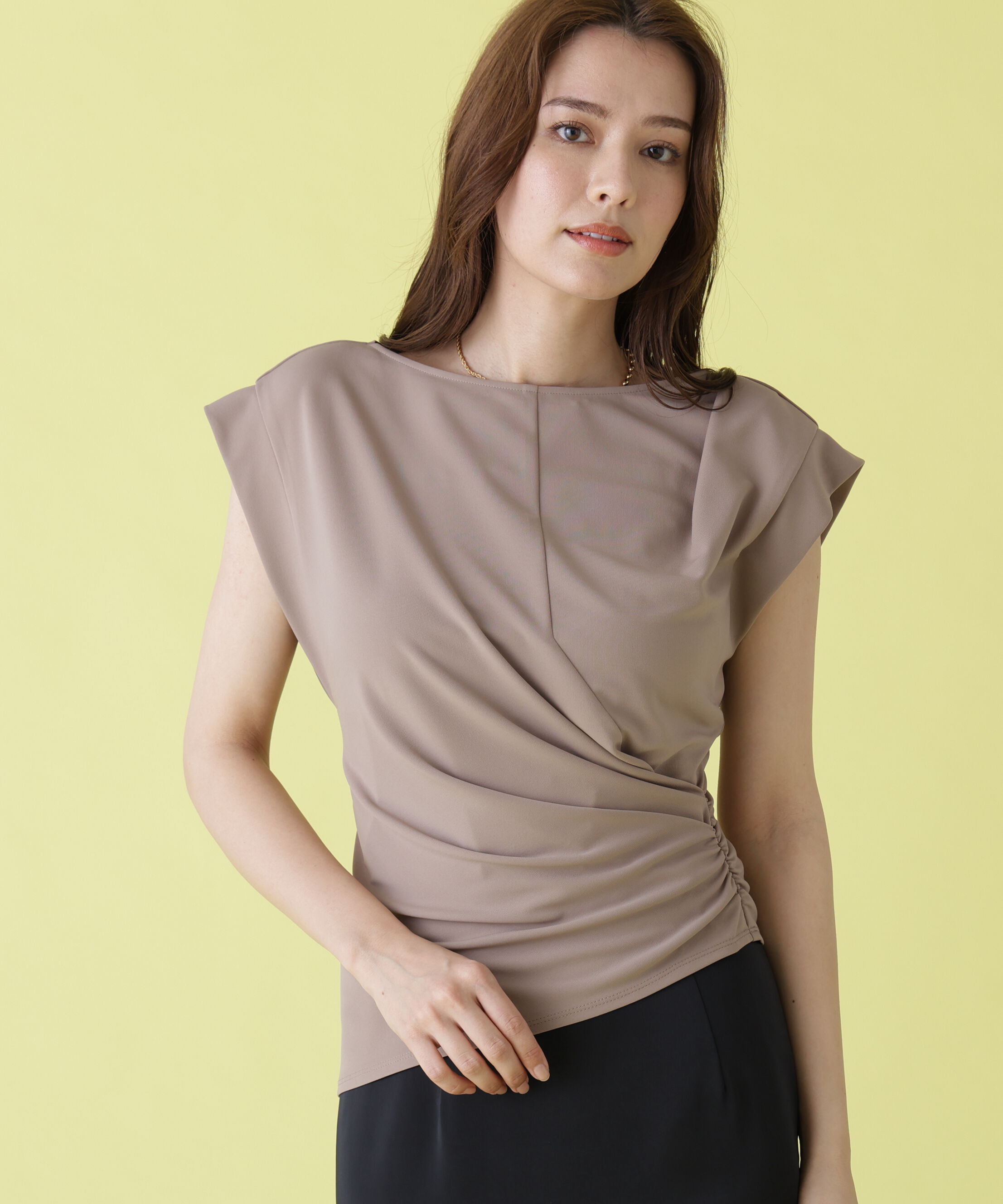  「マットポンチドレープトップス」|シャツ・ブラウス|モカ6