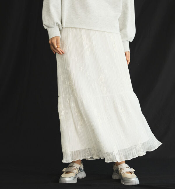 Doux archives「ワッシャー刺繍ティアードスカート」|スカート|