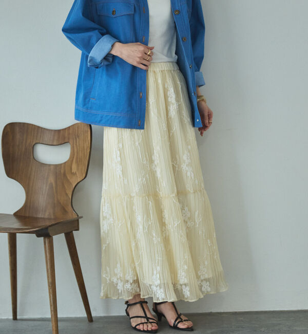 Doux archives「ワッシャー刺繍ティアードスカート」|スカート|