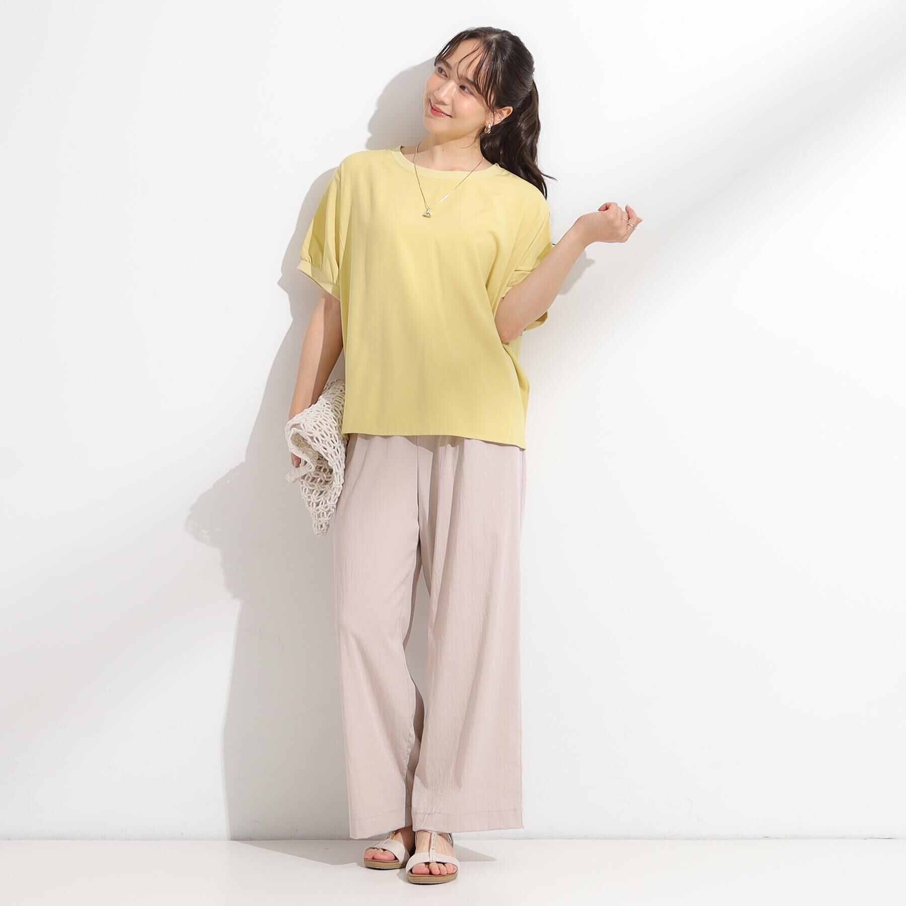 SHOO･LA･RUE「【着丈選べる】触れる度ひんやり ゆるきれい イージーワイドパンツ」|その他|