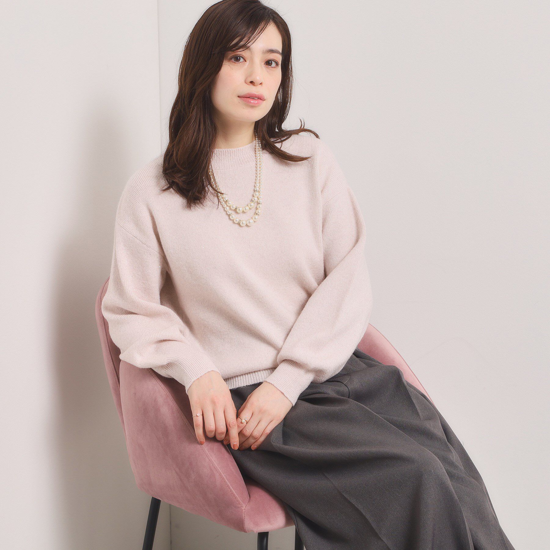 ITS&rsquo;DEMO「【手洗い可】スパンコールラメニット」|ニット・セーター|ライトピンク(070