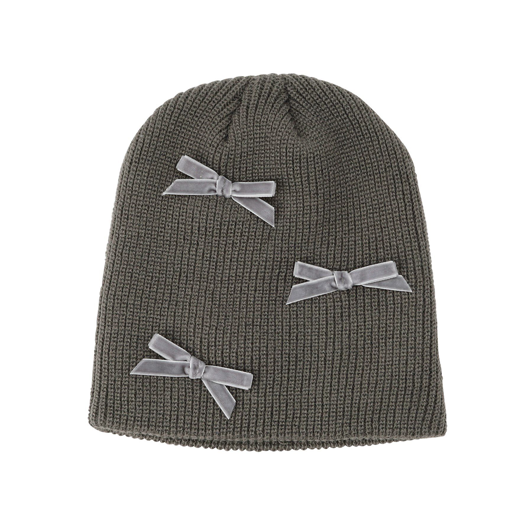 Grandedge「ベロアリボンニット帽」|ニット帽|グレー(012)