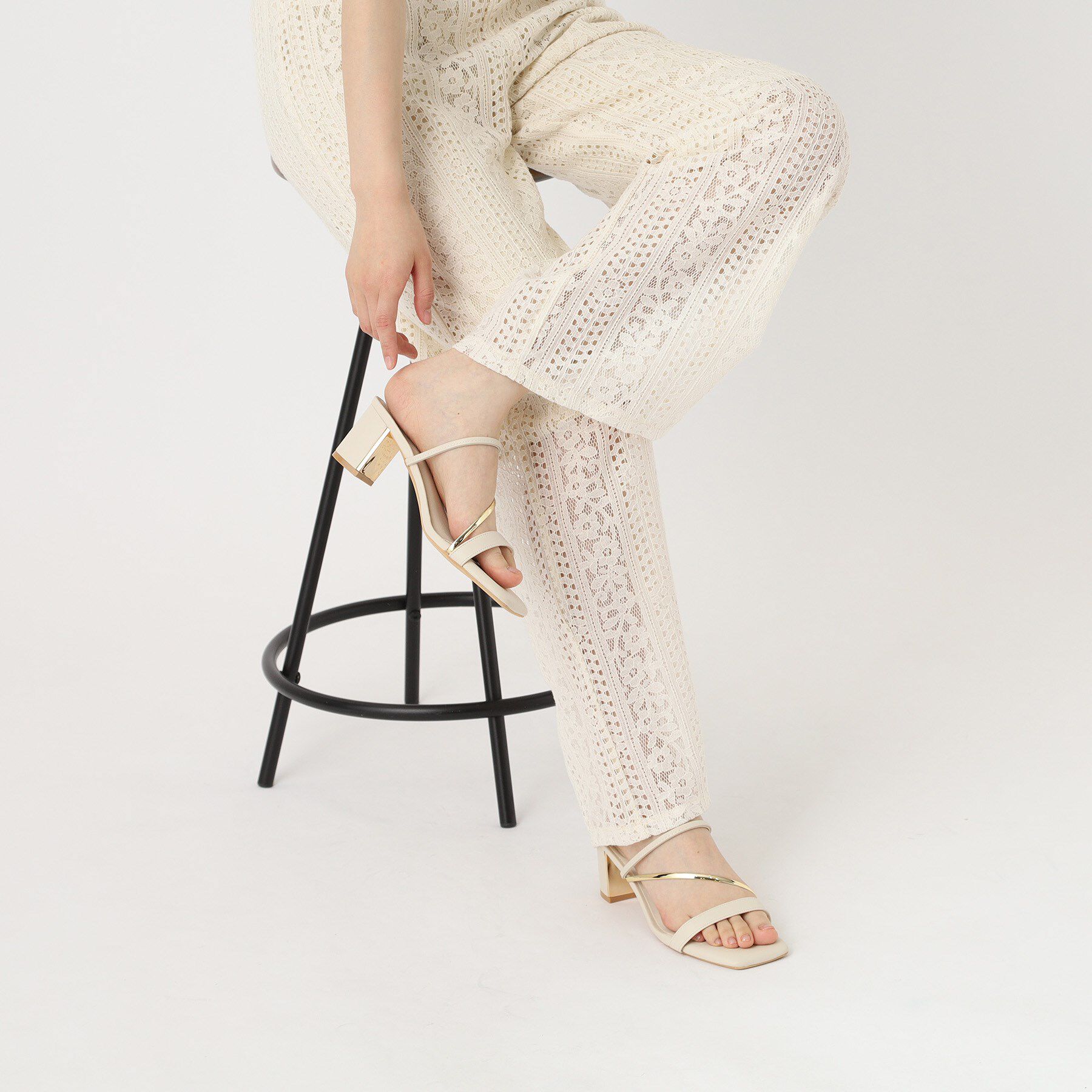 ESPERANZA「ゴールドラインプレートヒールミュール」|サンダル|