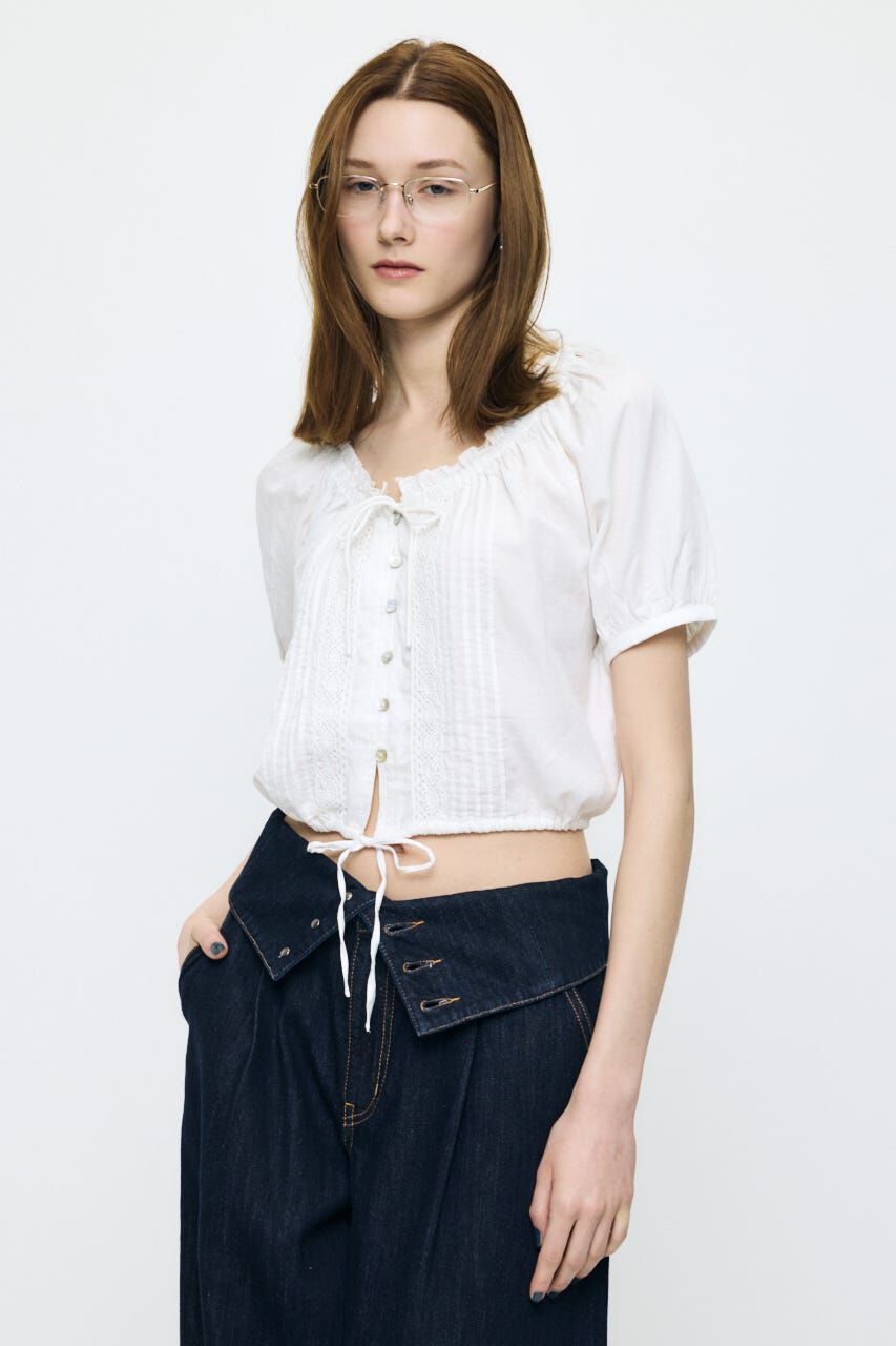 MOUSSY「SCOOP NECK PIN TUCK ブラウス」|シャツ・ブラウス|