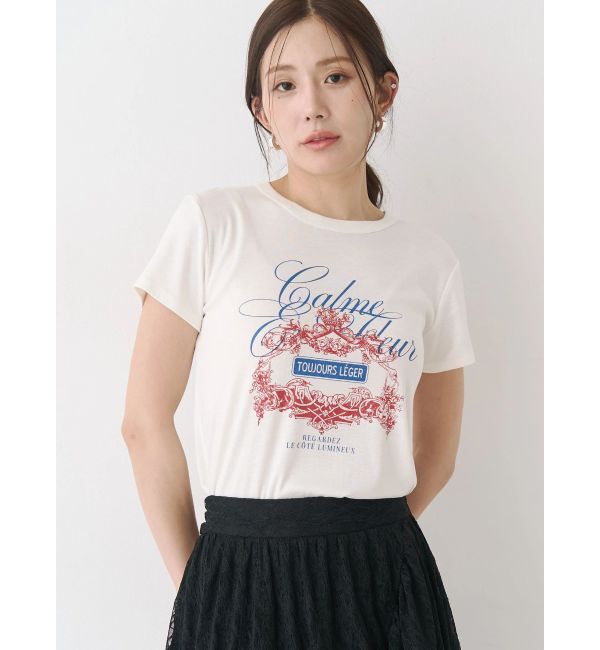 CALNAMUR「オーナメントモチーフプリントTシャツ」|Tシャツ・カットソー|ホワイト