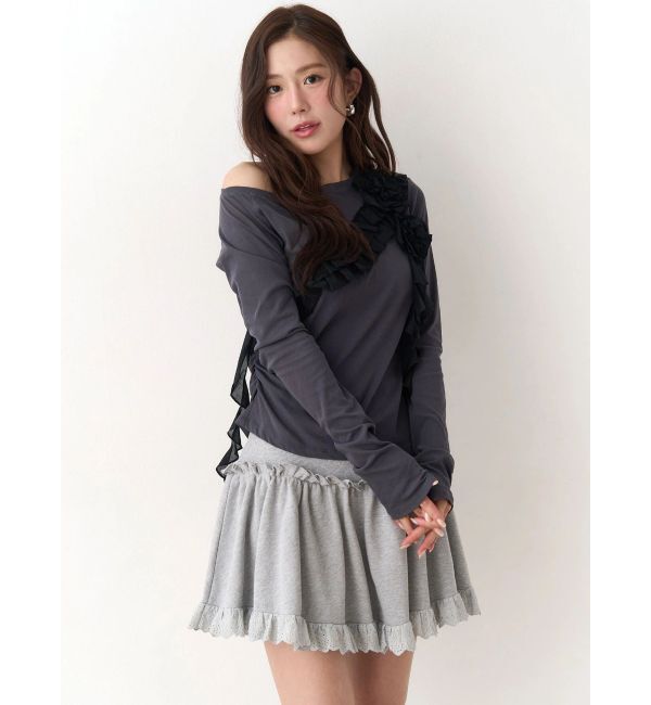 CALNAMUR「コサージュフリルオフショルトップス」|Tシャツ・カットソー|