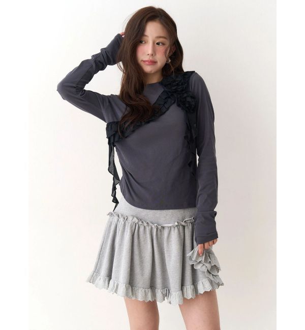 CALNAMUR「コサージュフリルオフショルトップス」|Tシャツ・カットソー|
