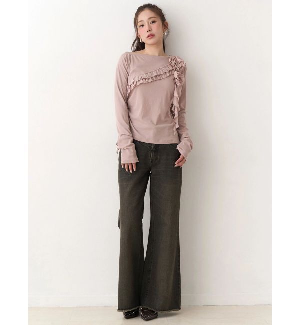 CALNAMUR「コサージュフリルオフショルトップス」|Tシャツ・カットソー|