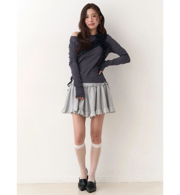 CALNAMUR「コサージュフリルオフショルトップス」|Tシャツ・カットソー|