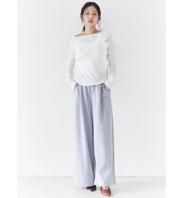 CALNAMUR「コサージュフリルオフショルトップス」|Tシャツ・カットソー|