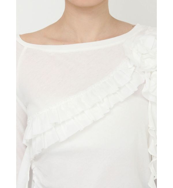 CALNAMUR「コサージュフリルオフショルトップス」|Tシャツ・カットソー|