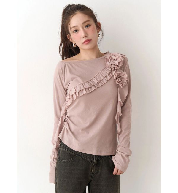 CALNAMUR「コサージュフリルオフショルトップス」|Tシャツ・カットソー|