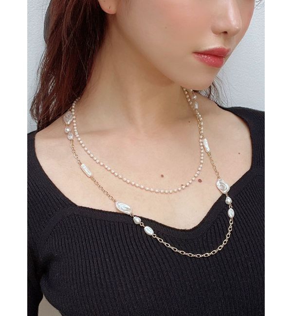 RESEXXY「ランダムパール2連ネックレス」|ネックレス|ゴールド