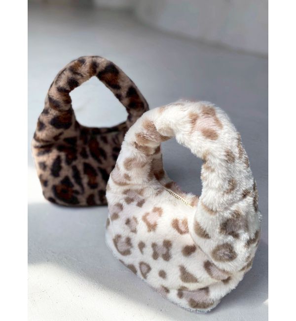 RESEXXY「レオパードフェイクファーバッグ」|ハンドバッグ|アイボリー