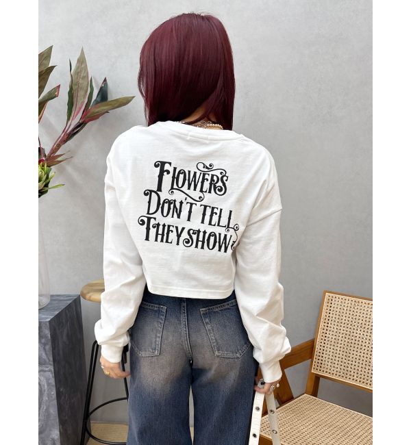 EVRIS「クロップドグラフィックロンT」|Tシャツ・カットソー|ホワイト