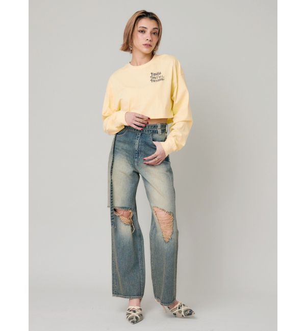 EVRIS「クロップドグラフィックロンT」|Tシャツ・カットソー|