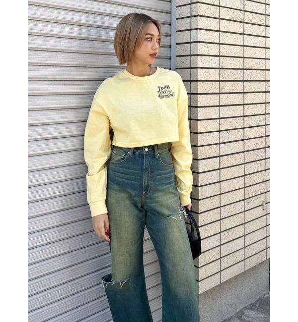 EVRIS「クロップドグラフィックロンT」|Tシャツ・カットソー|