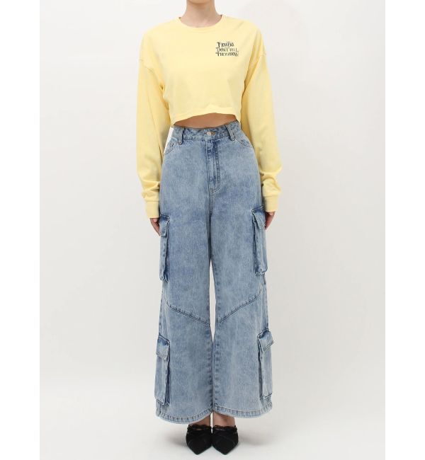 EVRIS「クロップドグラフィックロンT」|Tシャツ・カットソー|